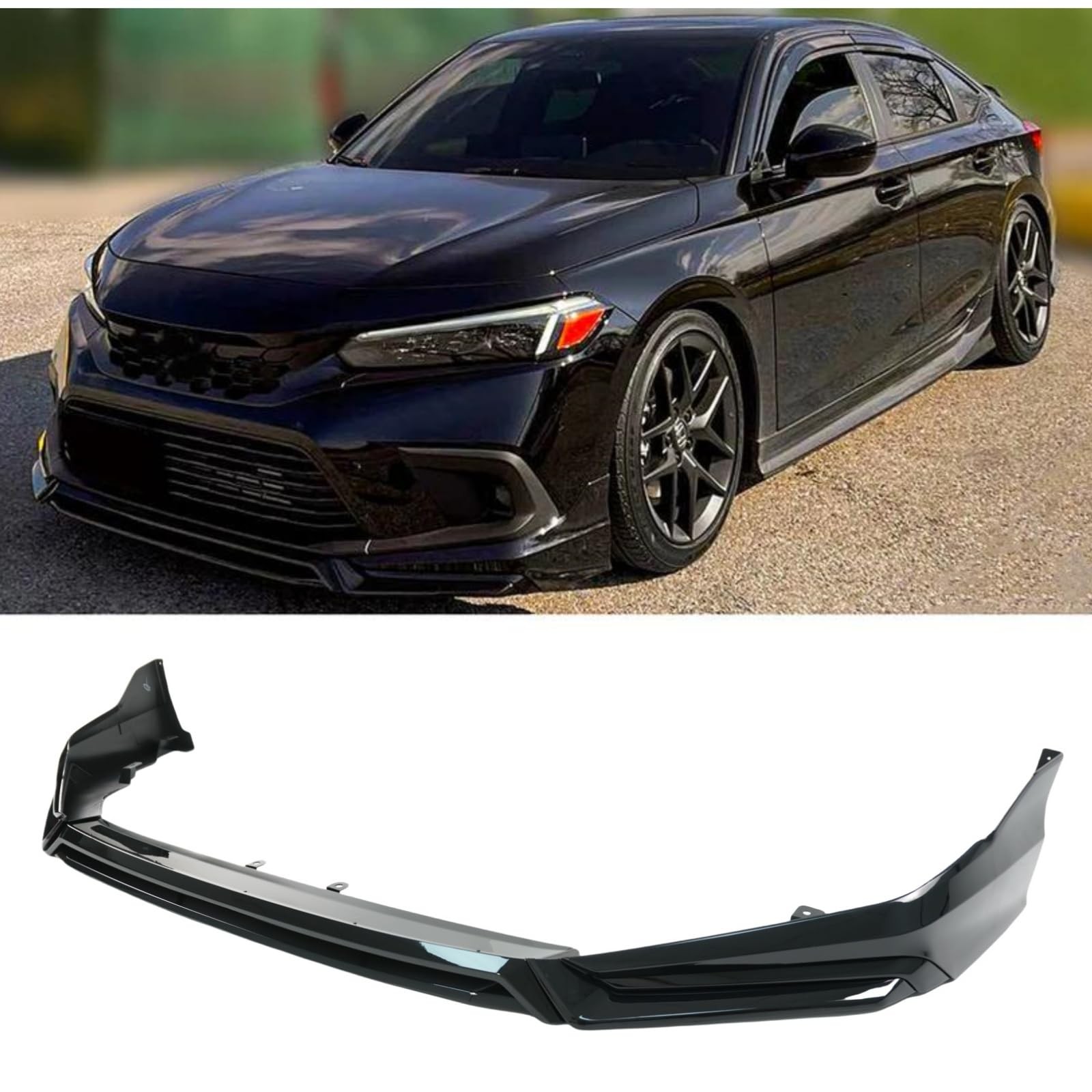 for Honda Civic Sedan Hatch 2022-2024 Front Bumper Lip Splitter Glossy Black