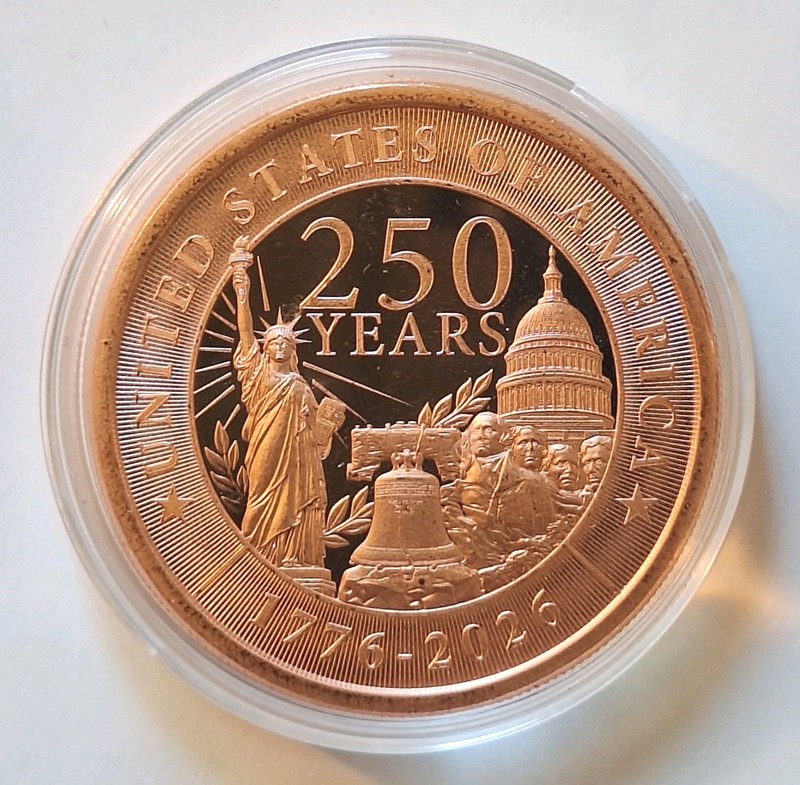 1 oz U.S. 250th Anniversary Copper Round in Capsule .999 Fine Bullion