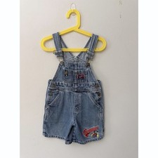 Vintage 90's Disney Mickey  Co Denim Bib Short Overalls 2T Embroidered