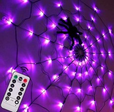 Halloween Spider Web Lights 70 LED 4FT with Remote Control  Black Spider