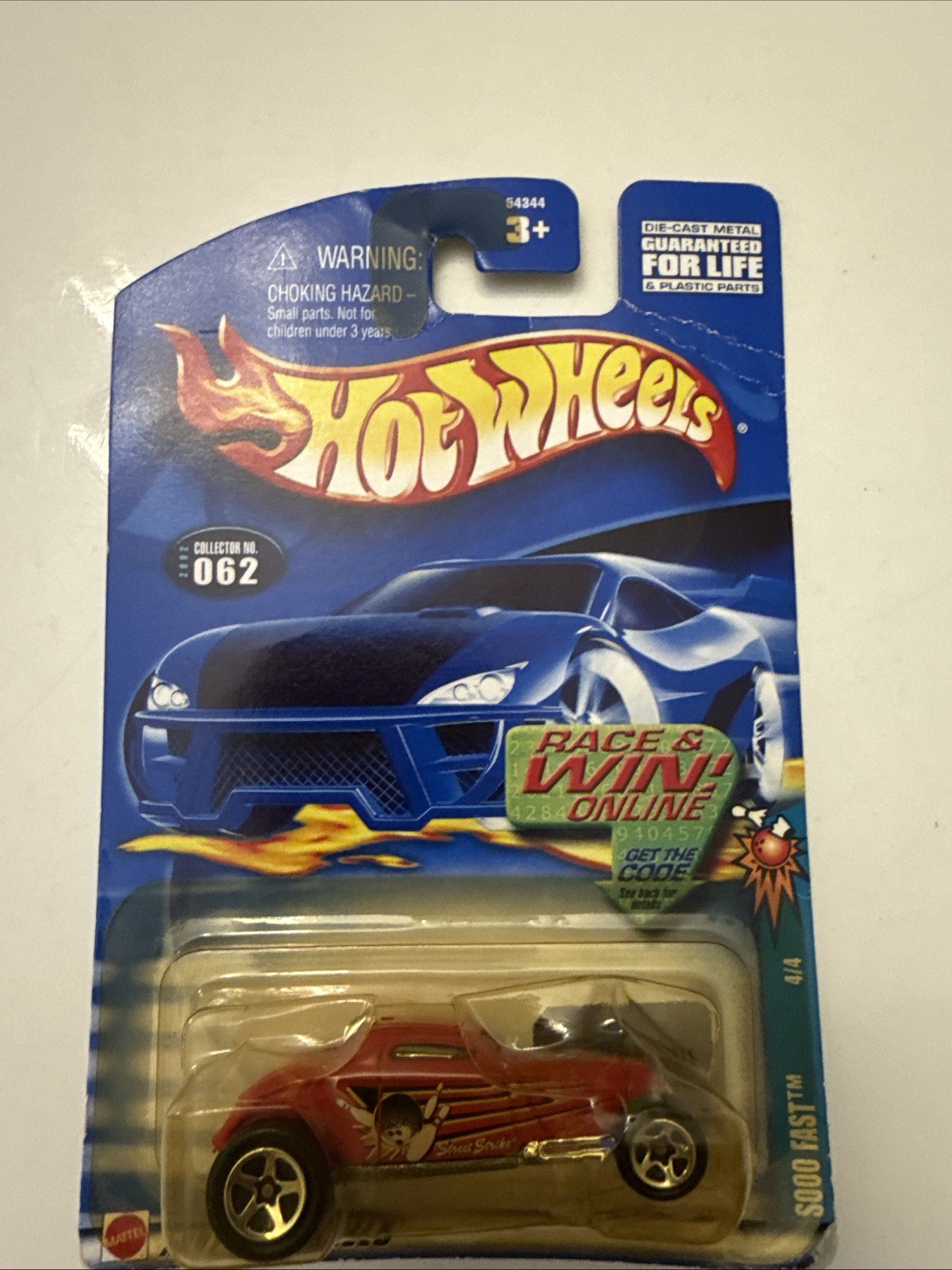 Hot Wheels 2002 SOOO FAST # 062 Spares 'n Strikes Series 4/4 Red 54344 Mattel 