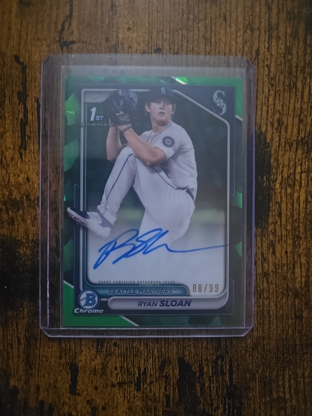 2024 1st Bowman Chrome Draft Green Sapphire Auto 88/99 Ryan Sloan