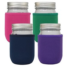 16oz Mason Jar Sleeve, 4 Pcs Insulated Cozy Neoprene Canning Cover fits 16oz ...