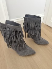 Steve Madden Women's 'Flapper' Shoes Olive Fringe Ankle Booties Sz 8.5M