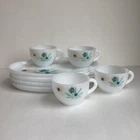 Vintage MCM Federal Glass Company 1950s 8 Pc Atomic Flower Patio Snack Set Of 4