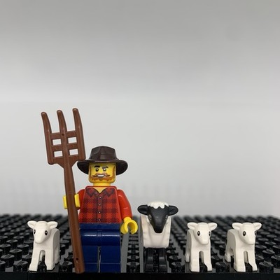 LEGO Farmer Minifigure Sheep and Lamb Animal Lot Farm NEW