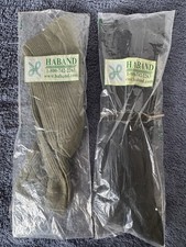 2 Pair HABAND Men's Socks Sz. M Black Green 84890 NOS 70 Micro Acrylic Vintage