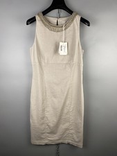 120 Lino Damen Leinen Baumwolle Beige Handgefärbt Ärmellos Tank Kleid Tunika ...