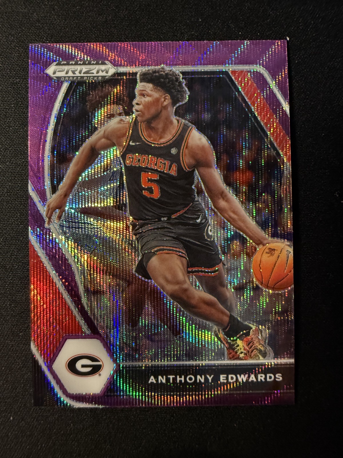 2021 Prizm Draft Picks Purple Wave Anthony Edwards #65