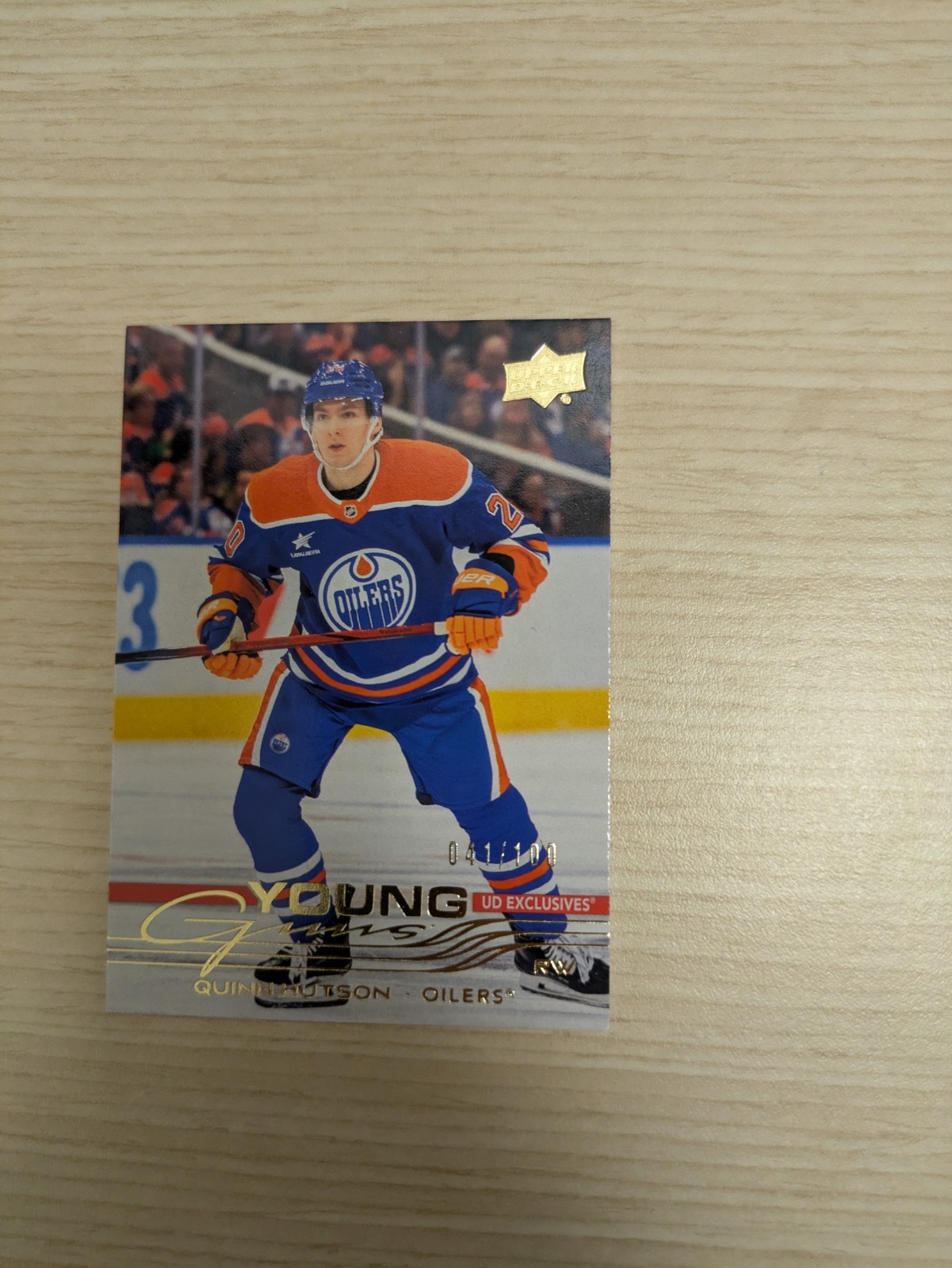 2025-26 Upper Deck Series 1 Quinn Hutson Young Guns #224 Exclusives #41 of 100