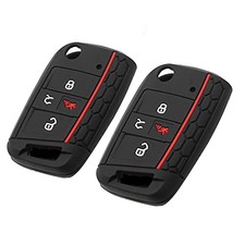 Silicone Key Fob Cover Fit For Volkswagen Vw Atlas Tiguan Golf Black Black