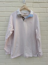 Cotton Traders Men's Large Rugby Shirt Pink 100% Cotton Long Sleeve Collared