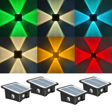 LED Solar Power Fence Lights IP65 Deck Door Wall Yard Outdoor Garden Decor Lamp