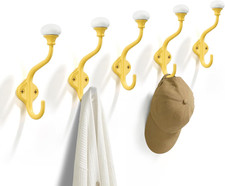 Coat Hooks - 5 Pack Yellow Towel Hooks Robe Hooks Decorative Wall Hooks for Bath