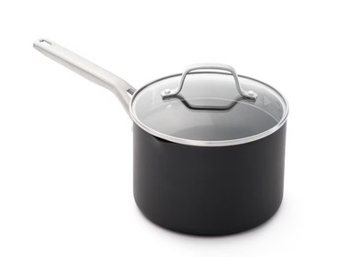 Calphalon 3.5 Quart Hard Anodized Nonstick Saucepan with Lid, Black