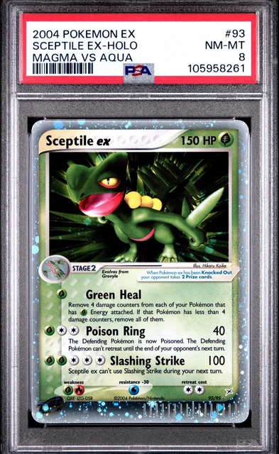 2004 POKEMON EX TEAM MAGMA VS TEAM AQUA #93 SCEPTILE EX-HOLO PSA 8 NEW CERT