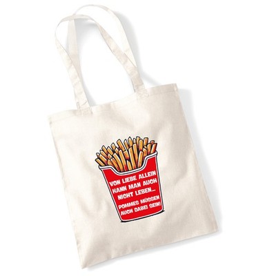 Jutebeutel Liebe allein nicht Pommes dabei Geschenkidee Liebe allein nicht Gesch