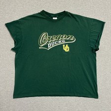 Vintage MJ Soffe Oregon Ducks Muscle T-Shirt Green Cut-off Made in USA Mens 2XL