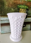 Jeannette Shell Pink Milk Glass 7" Crosshatch Vase Perfect No Damage Vintage