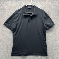 Emporio Armani Polo Shirt Mens 2XL Black Solid Cotton Knit Casual Short Sleeve