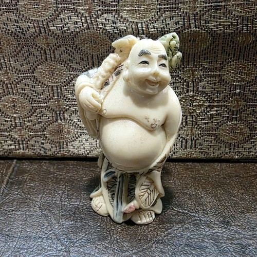 Signed Hotei Netsuke Resin