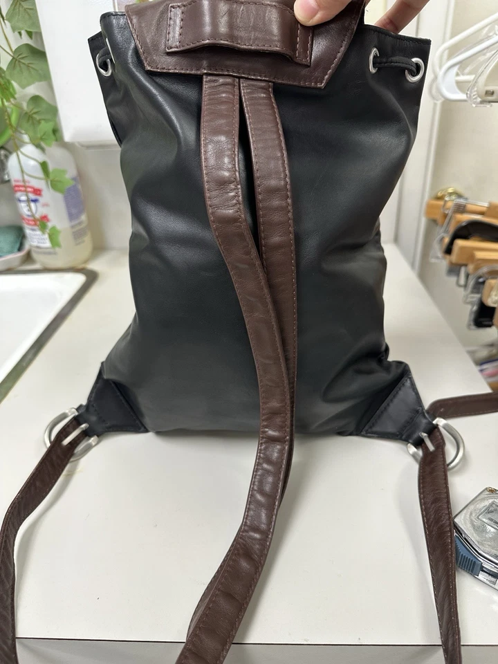 Mochila de cuero Eddie Bauer vintage - negra/marrón - hecha en Tailandia Foto 3 de 4