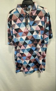 GreenSide Men's Geometric Palm Leaf Print Golf Polo Shirt Multicolor Sz L NWT