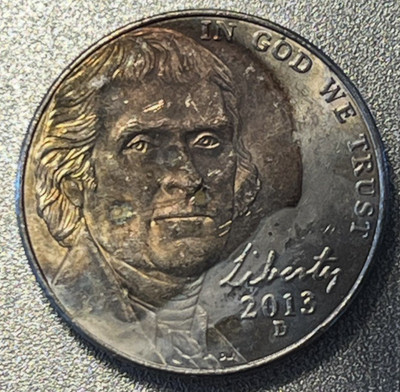 ERROR 2013 D NICKEL - ANNEALING A/O CLAD LAYER MISSING. UNIQUE FIND! CIRC.