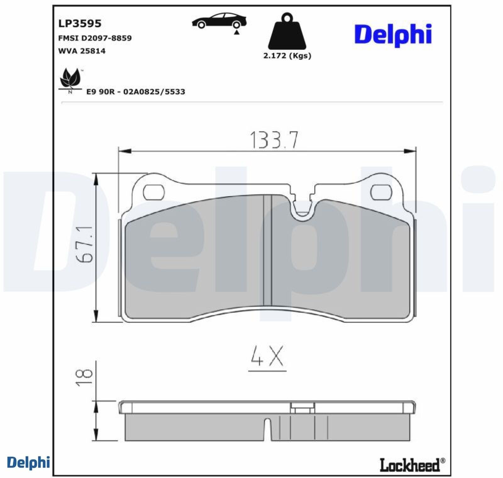 Für DELPHI LOCKHEED HAMULCE LP3595 HAM PADS. - Bild 3