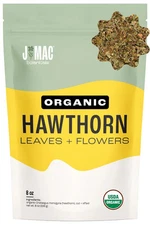 J MAC BOTANICALS Organic Hawthorn Leaves and Flower 8 oz Dried Hawthorne leaf...