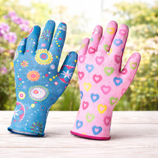 Ladies Garden Gloves Women Floral Grip Gardening Work Gloves Pink Green - S/M/L