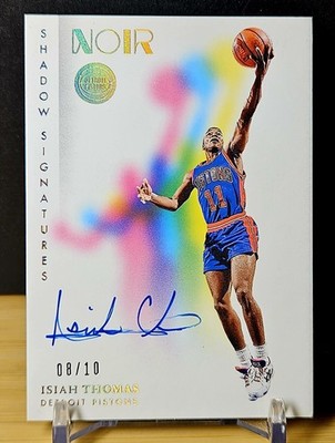2023-24 Isiah Thomas Panini Noir Shadow Signatures Gold Prizm /10 On Card Auto