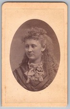 Antique CDV Circa 1870s Pell Gorgeous Lady in Fancy Dress Mott Haven NY