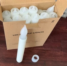 LOT OF 12 Raycare LED Flameless Taper Candles Battery Operated warm yellow flick