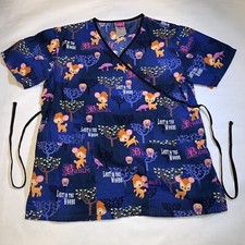 Bambi Disney Women  s Medical Tie Back Top With Pockets Sz XS