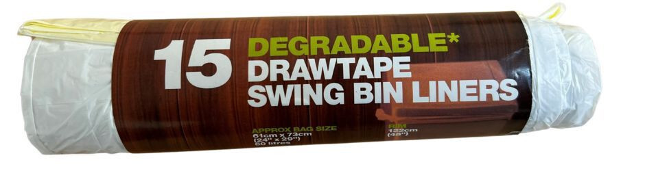 d2w Degradable Drawtape Swing Bin Liners (Pack of 15) eco-friendly bin bags