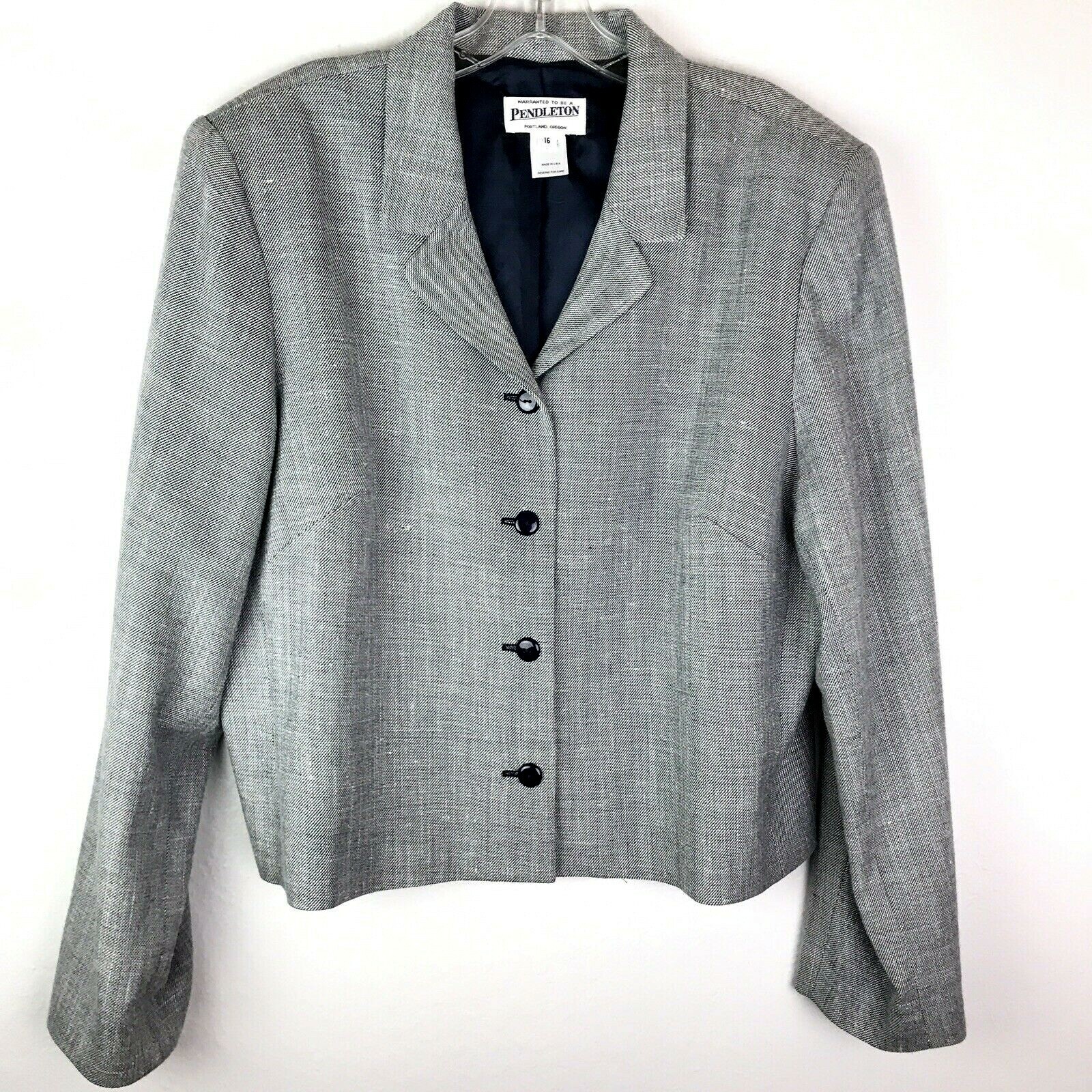 Pendleton Blazer/Jacket Navy & White Rayon Wool S… - image 1