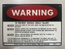 Do Not Put Body Under Ram, Die Area Warning Sign, OSHA