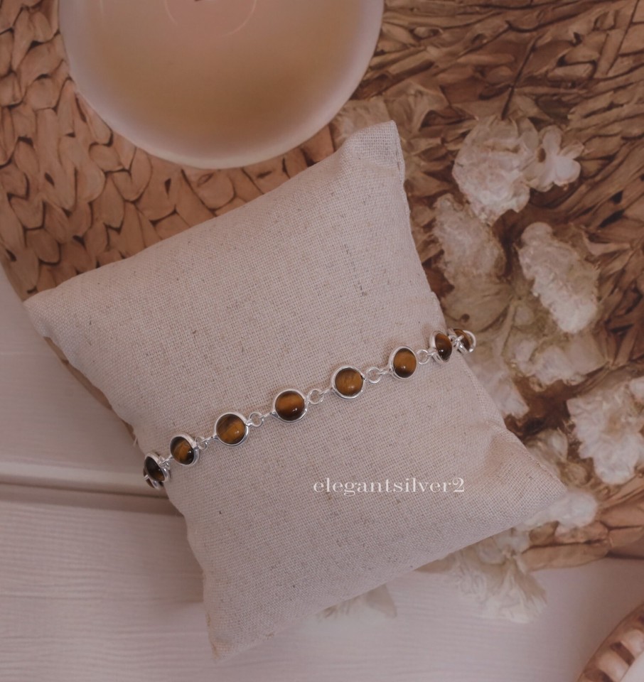Tiger Eye Ring925 Sterling Silver Bracelet Gemstone Bracelet