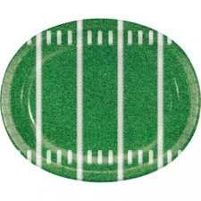 Football Game Time 12 Inch Oval Paper Plates 8 Per Pack 10" x 12" Tableware