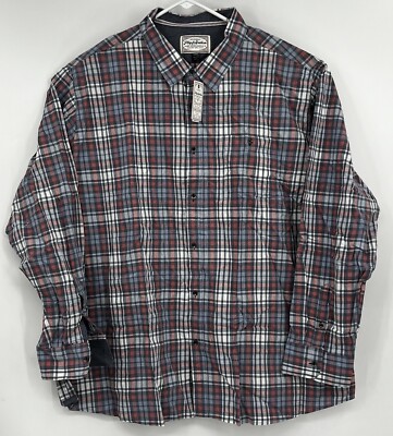 Flag & Anthem Mens 3XL Buttoned Up Blue Plaid Shirt Long Sleeves New $60