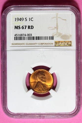 1949 S NGC MS67 RD Lincoln Wheat Cent #A9178