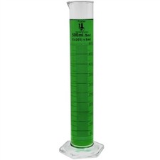 500ml Graduated Cylinder, Glass, Hexagonal, Karter Scientific 246K1 (Case 20)