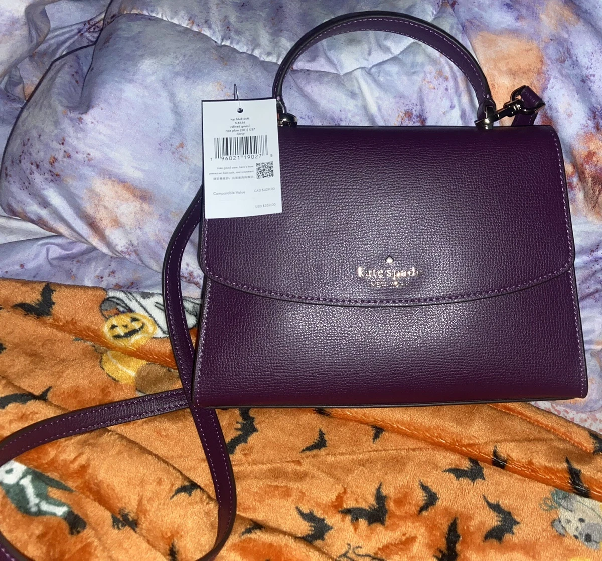 KATE SPADE DARCY TOP HANDLE SATCHEL REFINED LEATHER RIPE PLUM K4656 NWT 359