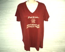 Aviance Night Musk Night Shirt Gown Women's Sz L Short Sleeves Rust V Neck RARE