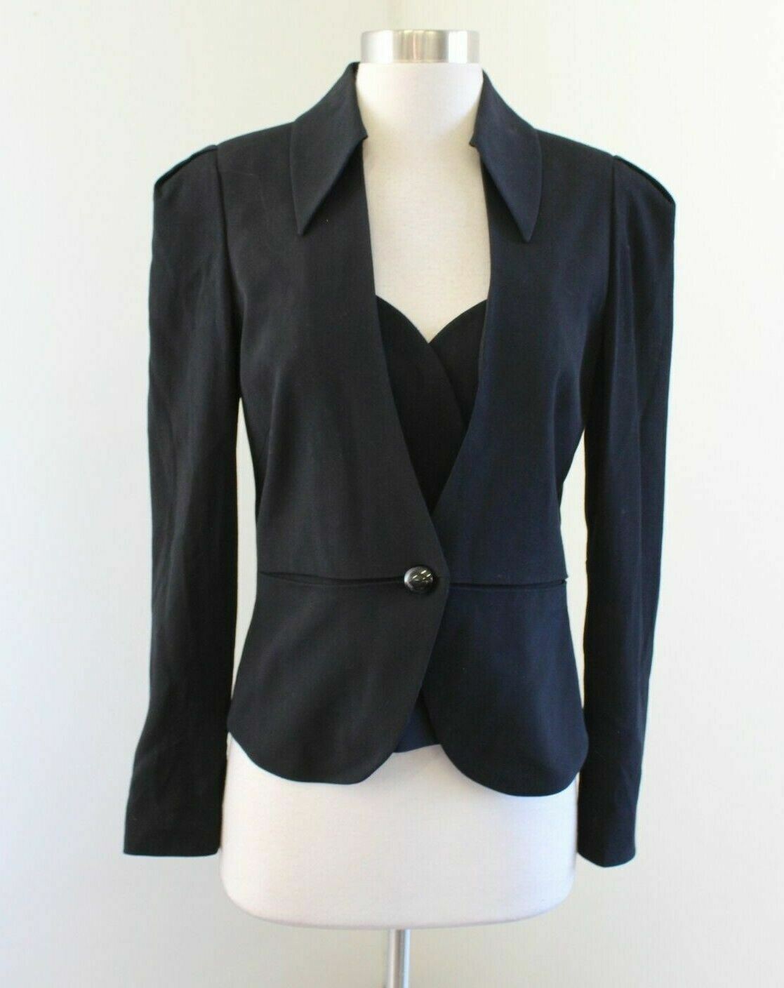 Etcetera Solid Black Sweetheart Insert Blazer Jac… - image 1