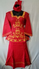 Women Clothing African Dashiki Skirt Suit Attire Boho Red Free Size Print 9316