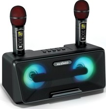 MASINGO Karaoke Machine with 2 Wireless Microphones, Portable Bluetooth Speakers