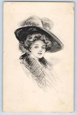 Pickrell Nebraska NE Postcard Pretty Woman Big Hat c1910's Posted Antique