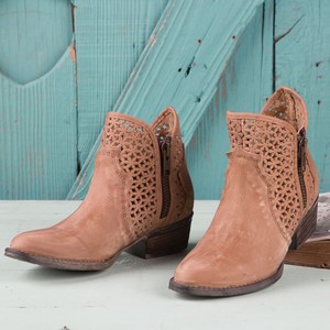 tan cutout booties